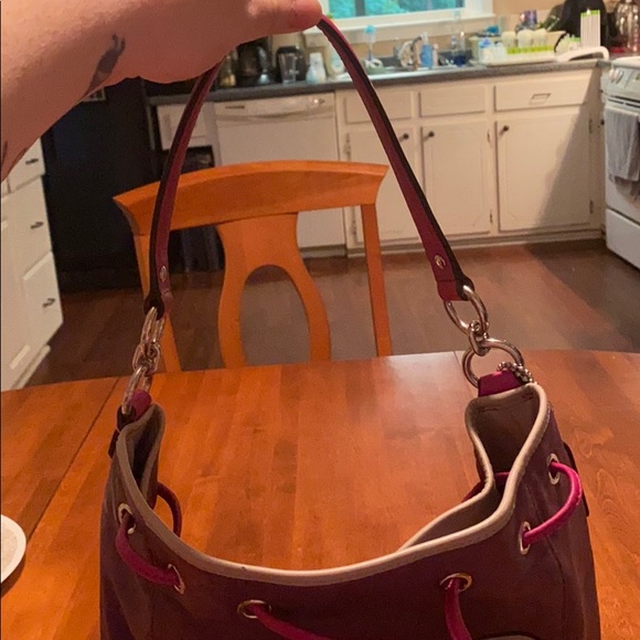 Purple/Fuchsia Drawstring Coach Bag - Picture 2 of 4